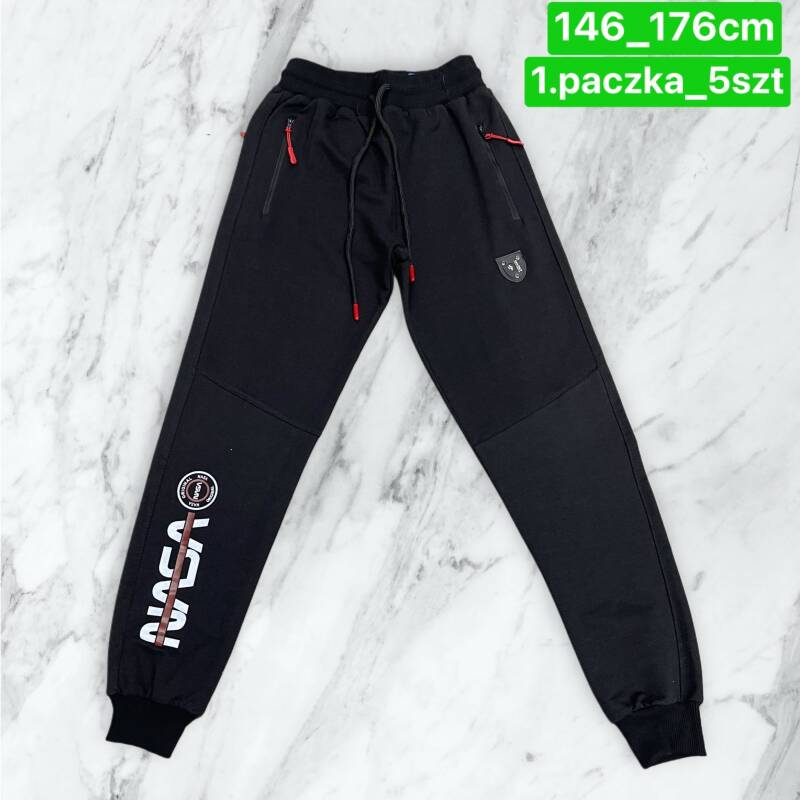 Spodnie chłopięca Roz 146-176. 1 kolor Paczka 5 szt.